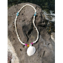 MALA HINDÚ DE SIRENA DE PERLA NATURAL NACARADA