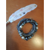 CONJUNTO DE PULSERAS NEGRO Y GRIS CON PERLAS
