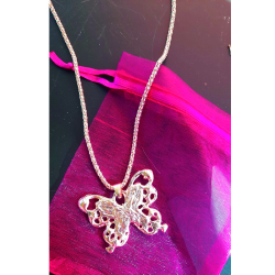 COLGANTE DE MARIPOSA BAÑADO EN PLATA