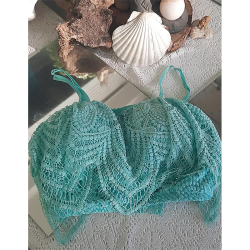 TOP DE DANZA DEL VIENTRE CON BLONDA COLOR AZUL TURQUESA