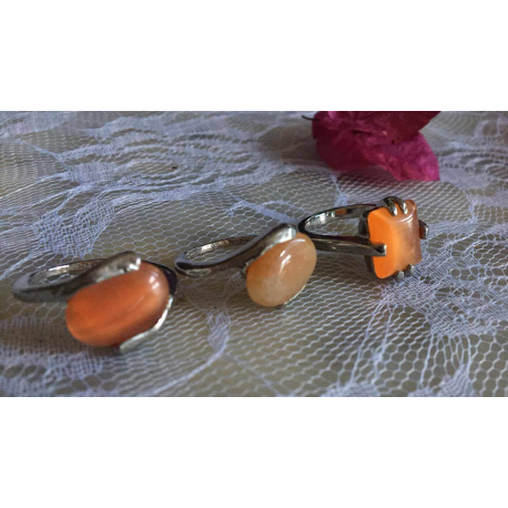 ANILLOS DE LA INDIA BAÑO DE PLATA COLOR NARANJA