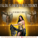 FALDA FLAMENCO BELLYDANCE EN TONOS NEGRO Y ORO