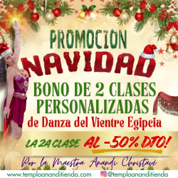 BONO DE 2 CLASES PERSONALIZADAS DE DANZA DEL VIENTRE EGIPCIA (LA 2ª AL -50% DTO!)