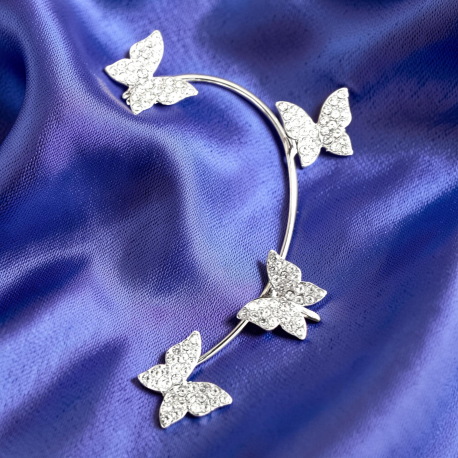 PENDIENTES DE ARO CON MARIPOSAS BAÑADOS EN PLATA