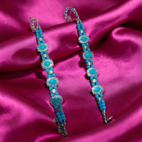 PULSERAS DE NEPAL DE TURQUESA BAÑADAS EN PLATA