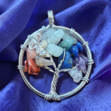 COLGANTE BAÑADO EN PLATA DEL ÁRBOL DE LA VIDA CON MINERALES