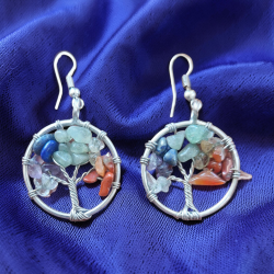 PENDIENTES BAÑADOS EN PLATA DEL ÁRBOL DE LA VIDA