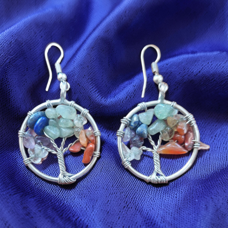 PENDIENTES BAÑADOS EN PLATA DEL ÁRBOL DE LA VIDA