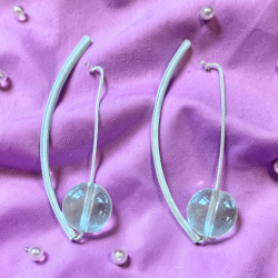 PENDIENTES DE PLATA DE LEY CON CUARZO BLANCO